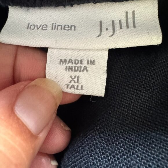 Love Linen J. Jill Navy Blue Wide Leg Linen Pull On Pants Women's Size XL Tall - Picture 5 of 11